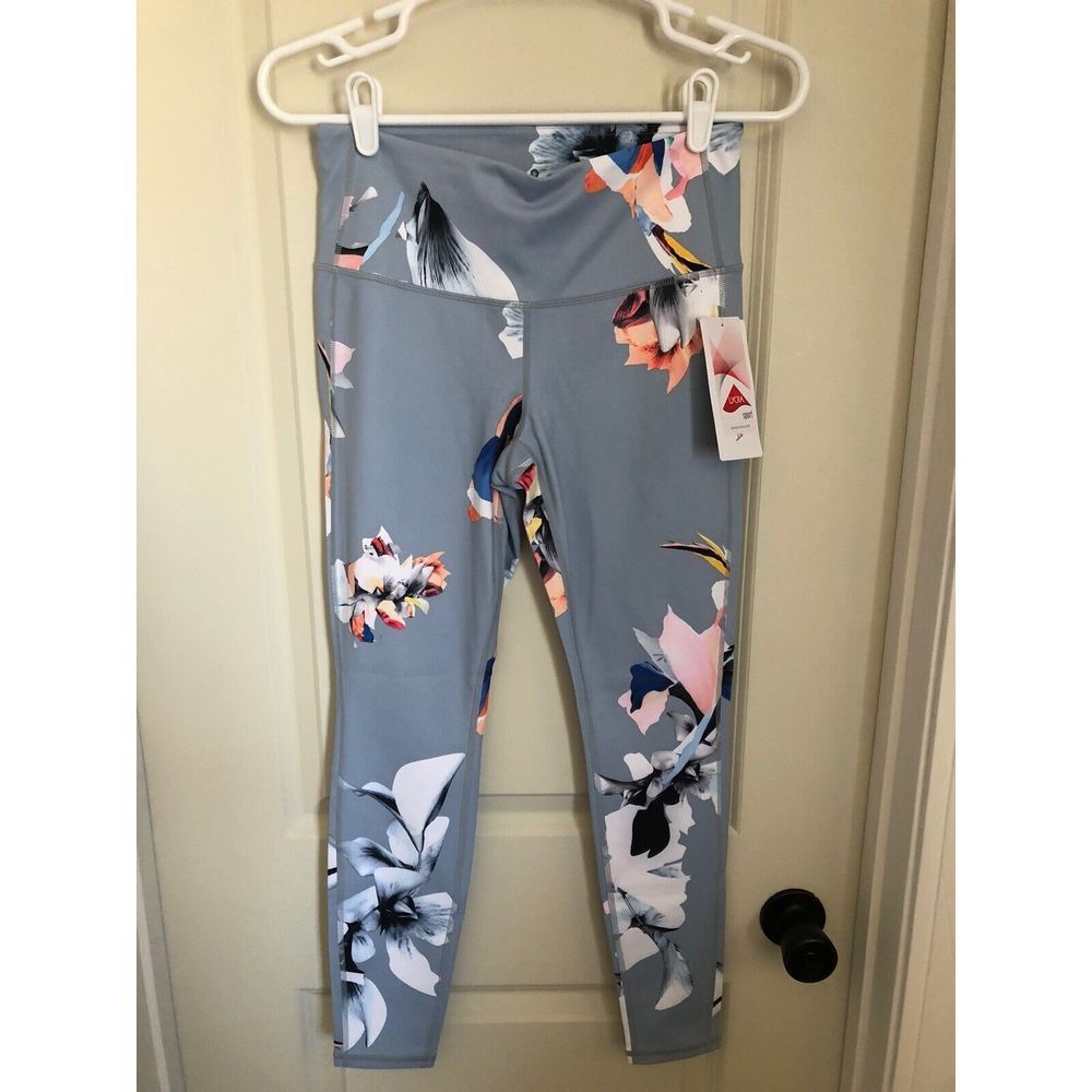 Athleta Paradise Floral Chaturanga Blue High Waisted‎ Leggings Small Petite